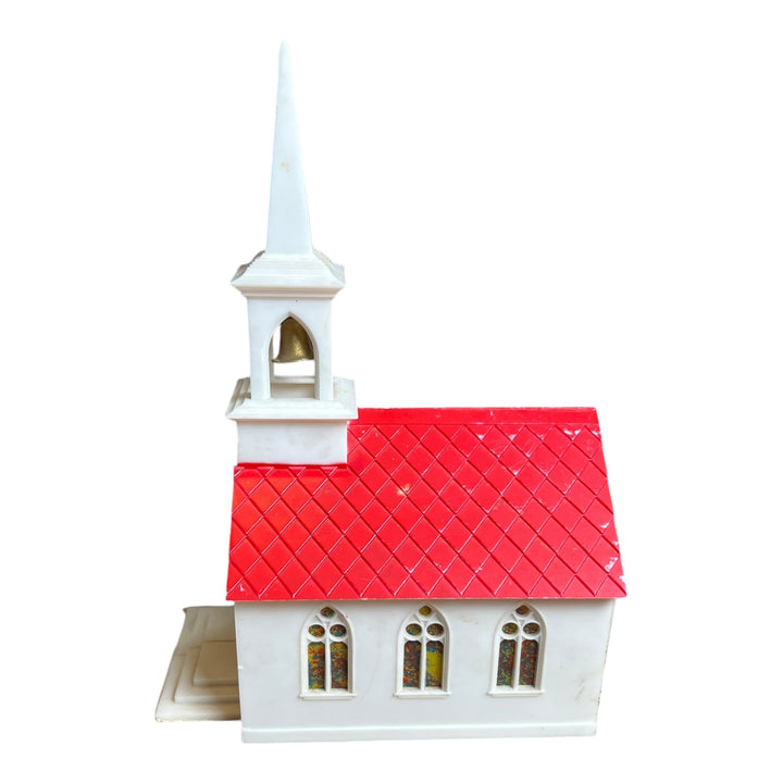 Vintage Holiday Glolite Church Plastic Red Roof