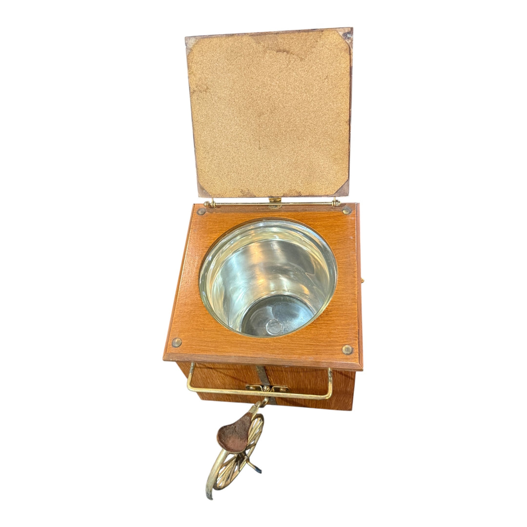 Vintage Brass and Wood "Ice Cycle" Ice Bucket Cooler Trolley Cart