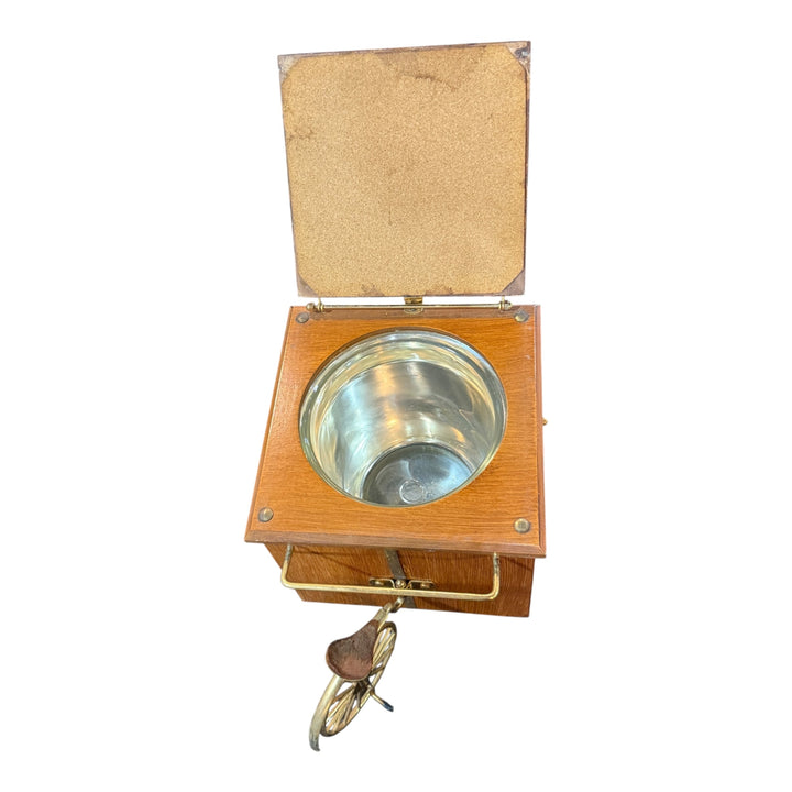 Vintage Brass and Wood "Ice Cycle" Ice Bucket Cooler Trolley Cart