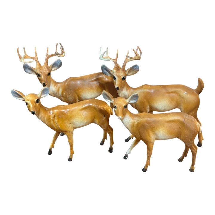 Set of 4 Vintage Plastic Deer Reindeer Figurines