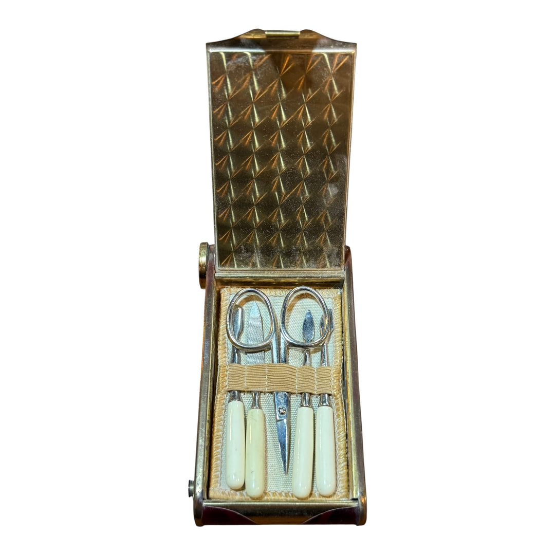 US Zone Germany Map Compact Red W/ Lipstick And Manicure Kit