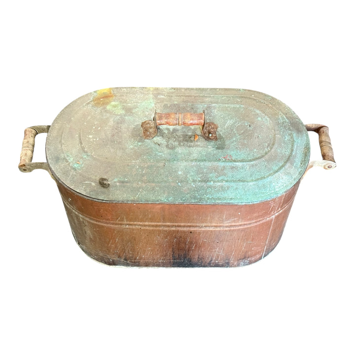 Antique Copper Tub / Wooden Handles