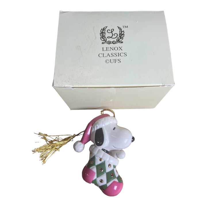 Lenox Snoopy Ornament Snoopy in Stocking