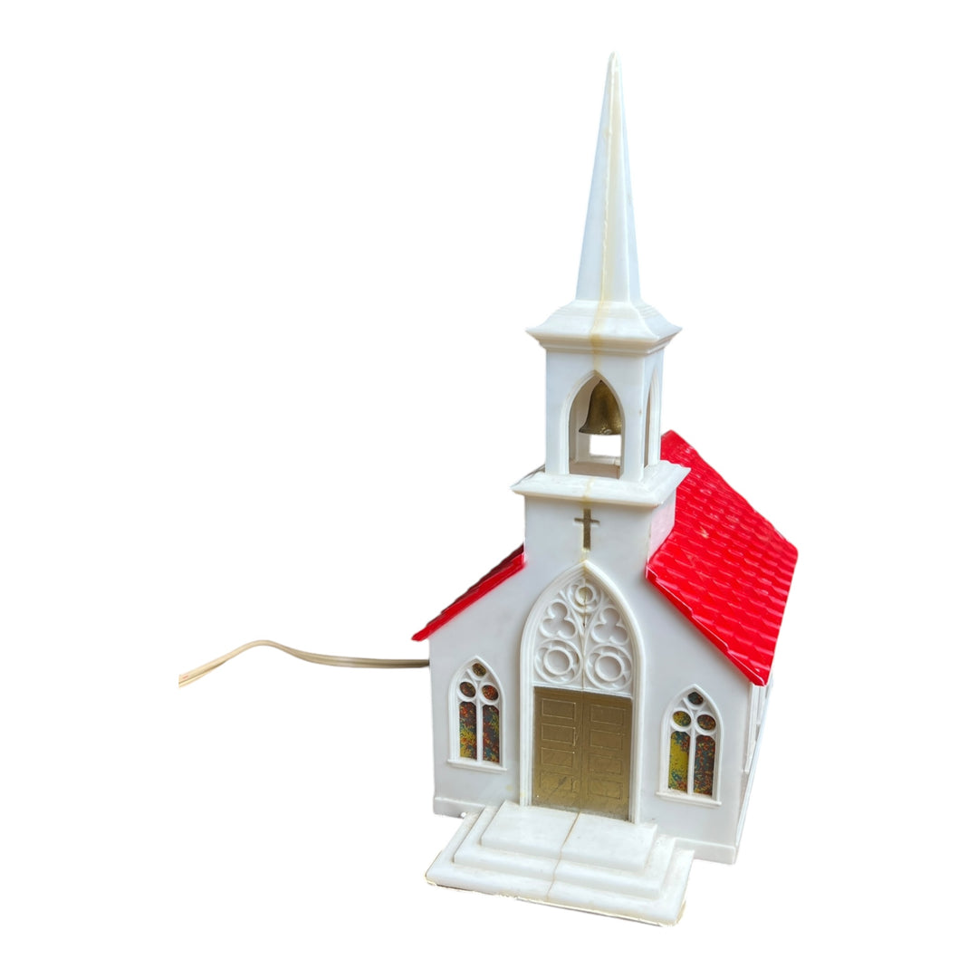 Vintage Holiday Glolite Church Plastic Red Roof