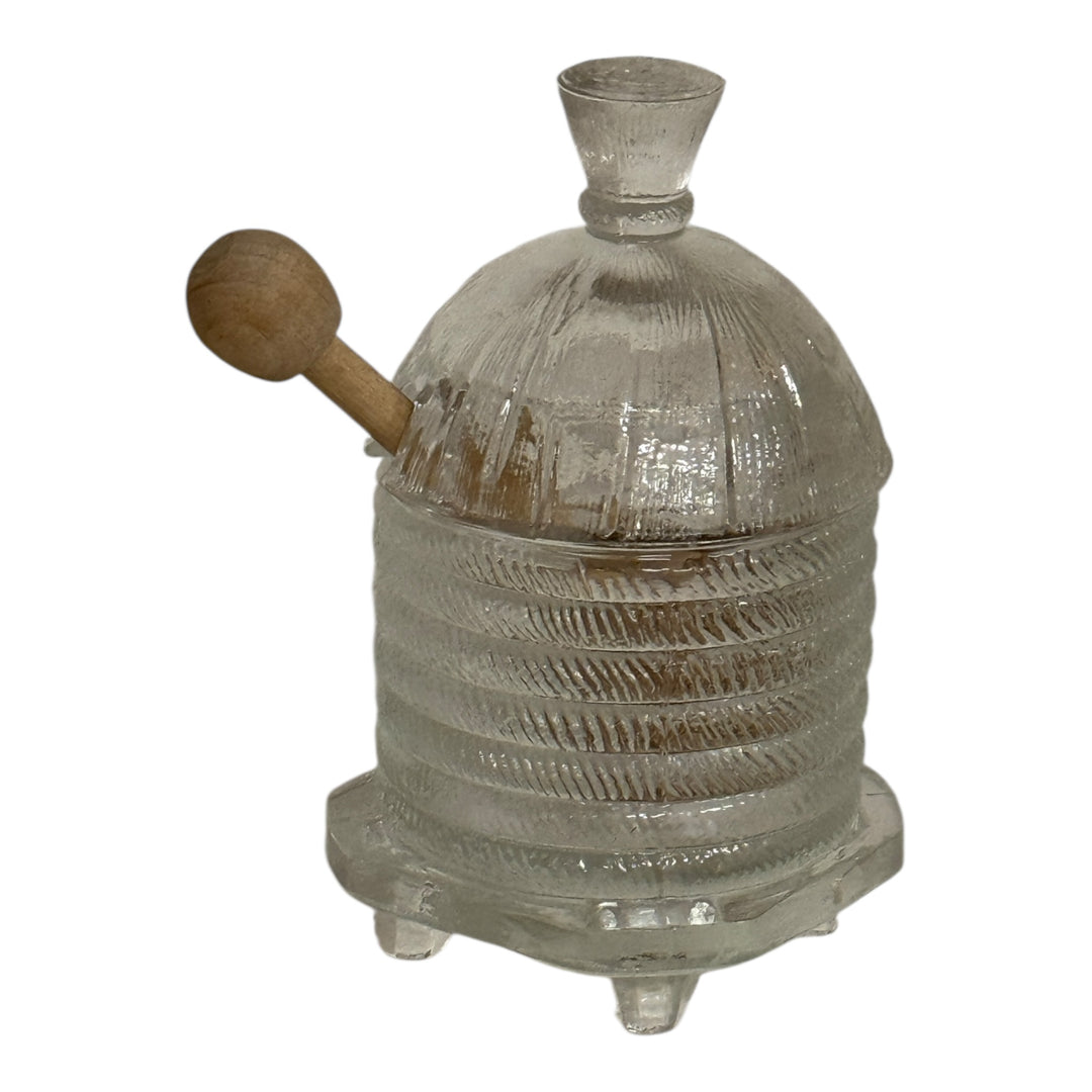 Vintage L. E. Smith Glass Beehive Honey Pot with Lid