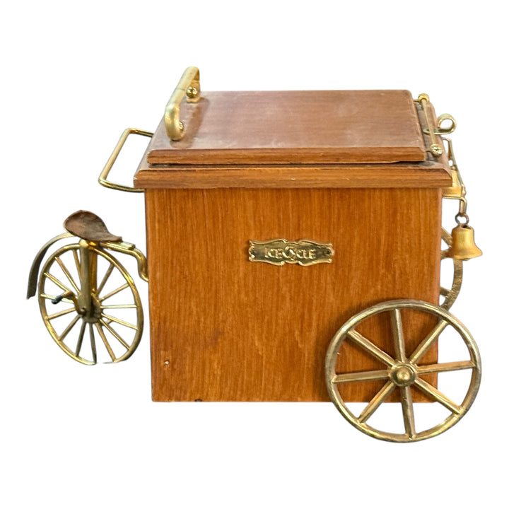 Vintage Brass and Wood "Ice Cycle" Ice Bucket Cooler Trolley Cart