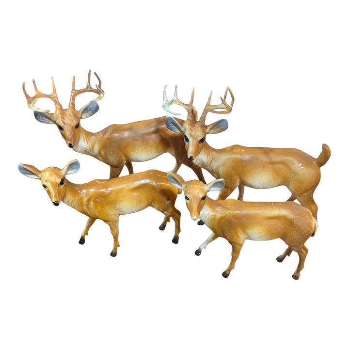 Set of 4 Vintage Plastic Deer Reindeer Figurines