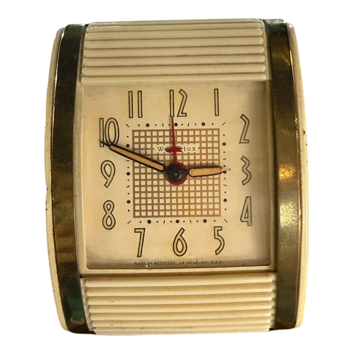 Vintage Westclox Keywould Travel Alarm Clock Tambour Art Deco