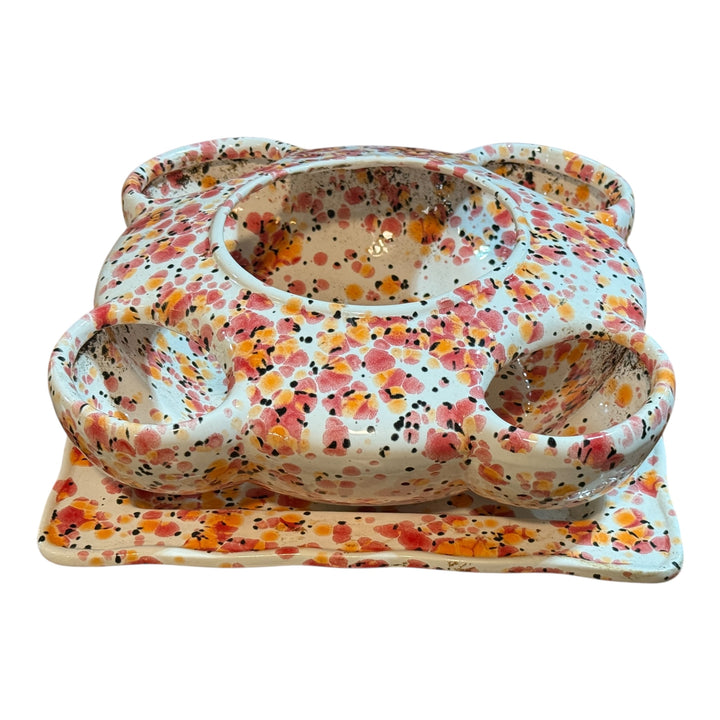 Splatterware Succulent / Strawberry Pot with Base