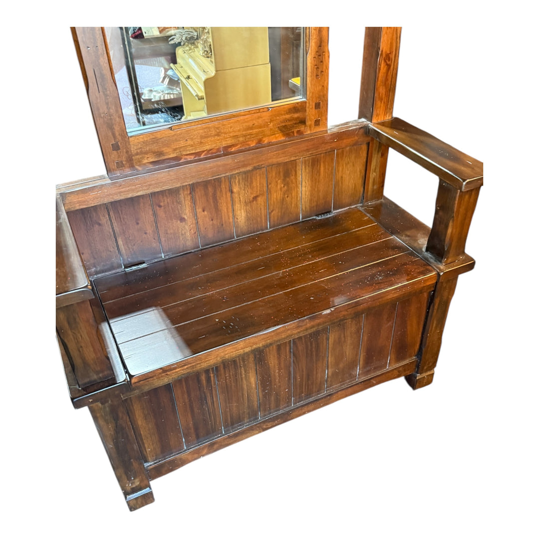 Pemberly Row 78" 4 Hook Farmhouse Wood Hat Hall Tree  PICKUP ONLY