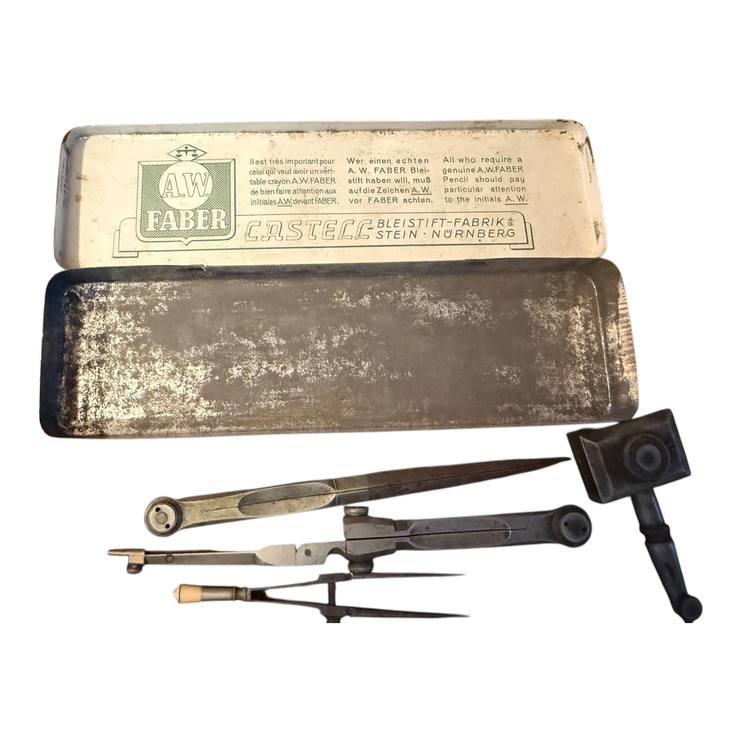 Antique Trammels for Beam Compass Boxed French Architectural Drawing Tools