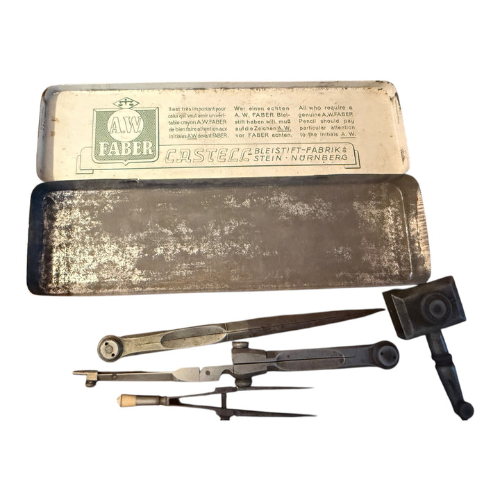 Antique Trammels for Beam Compass Boxed French Architectural Drawing Tools