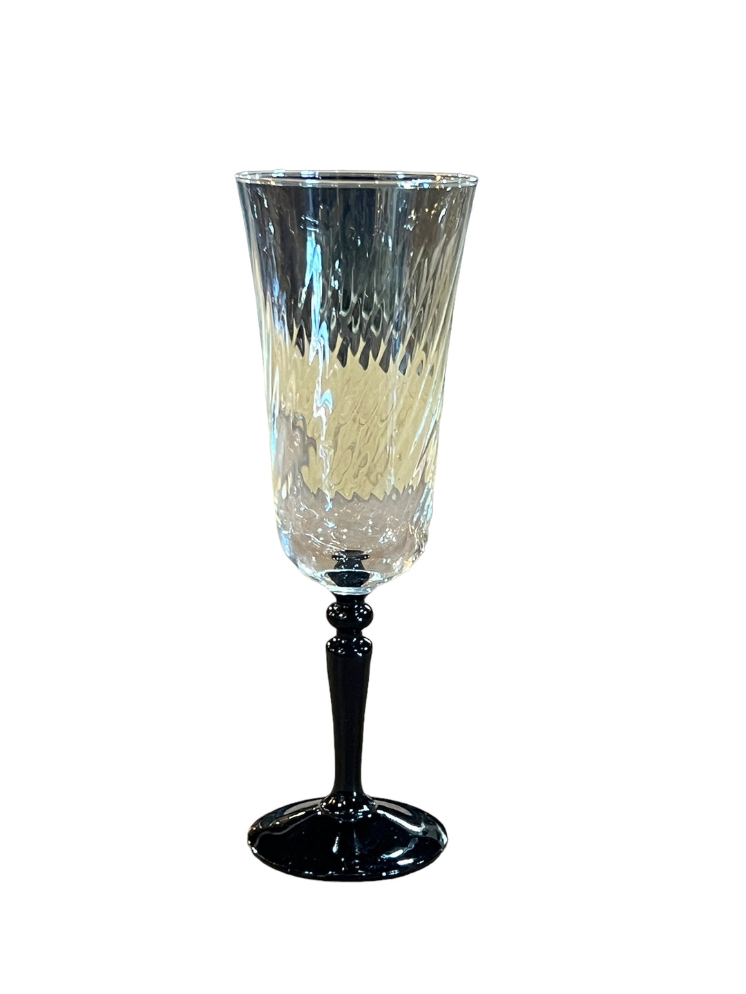 Luminarc France Swirl Glass Black Stem Champagne