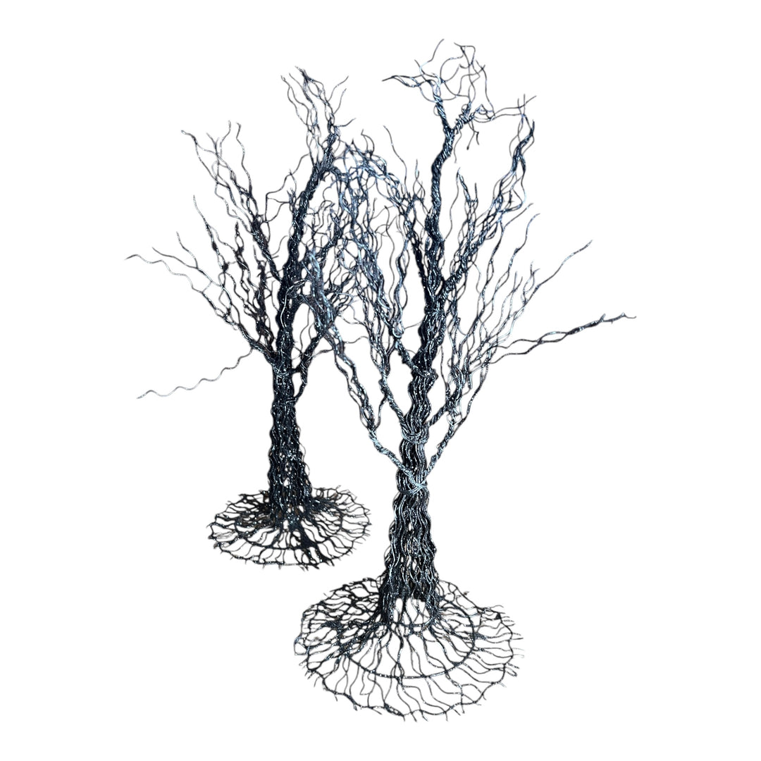 Pair Metal Halloween Trees