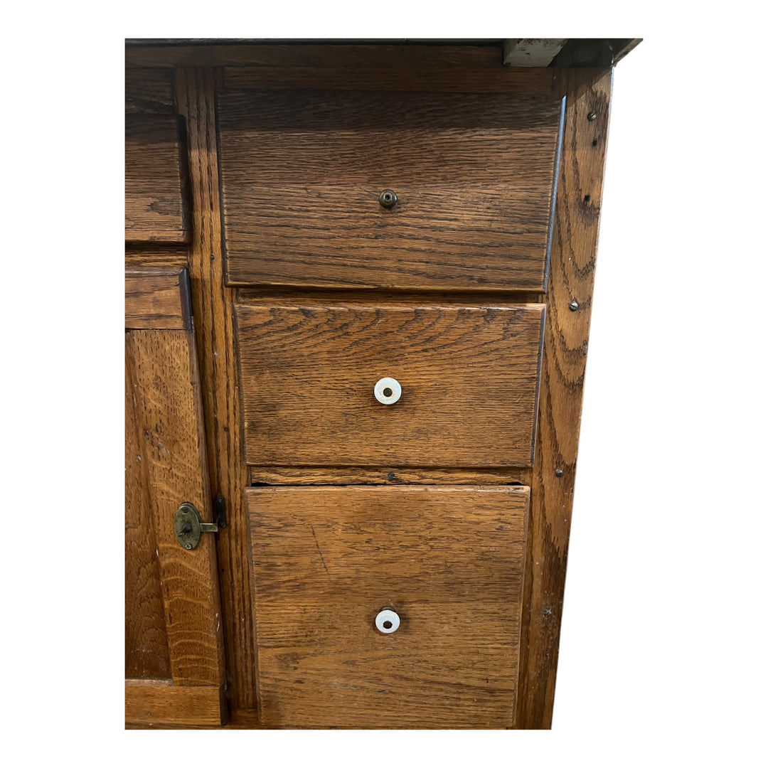 Antique Oak Hoosier Baker Cabinet with Stainless Top  PICKUP ONLY