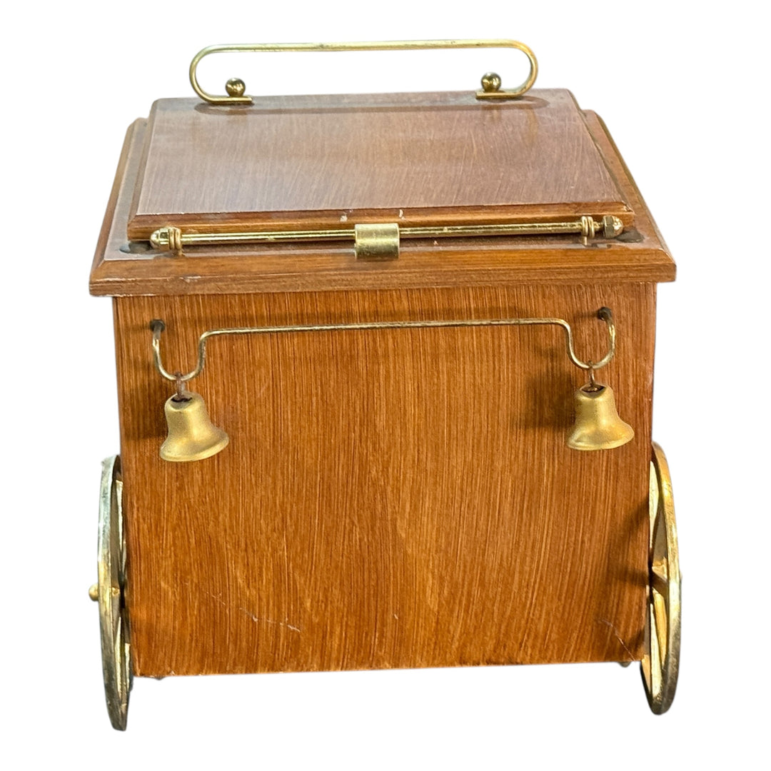 Vintage Brass and Wood "Ice Cycle" Ice Bucket Cooler Trolley Cart