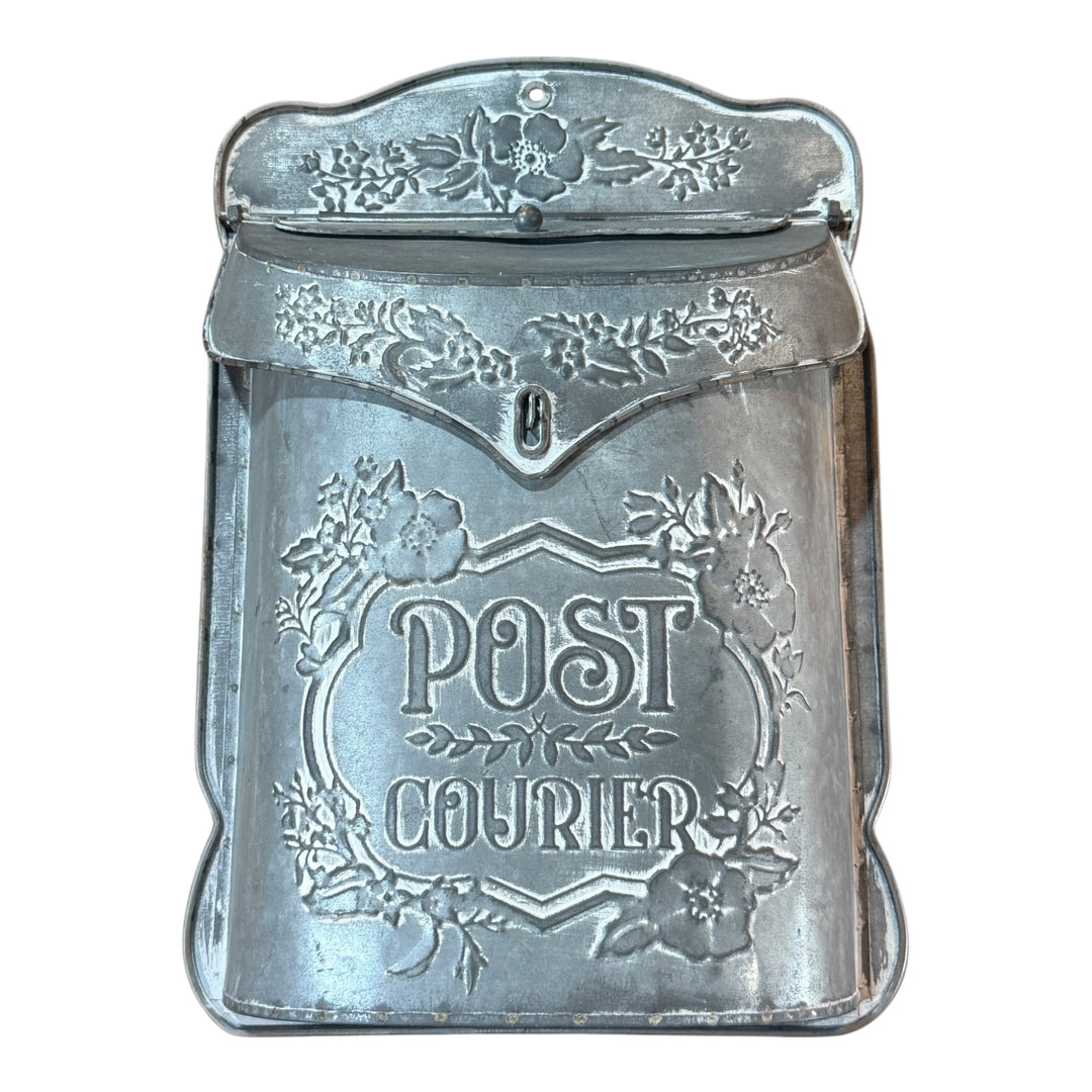 Vintage Style Distressed Grey Post Mailbox