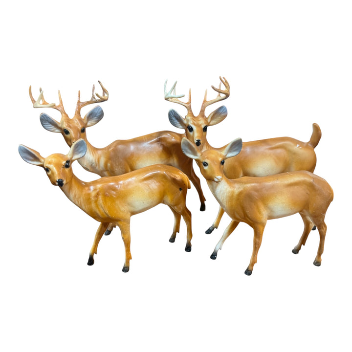 Set of 4 Vintage Plastic Deer Reindeer Figurines