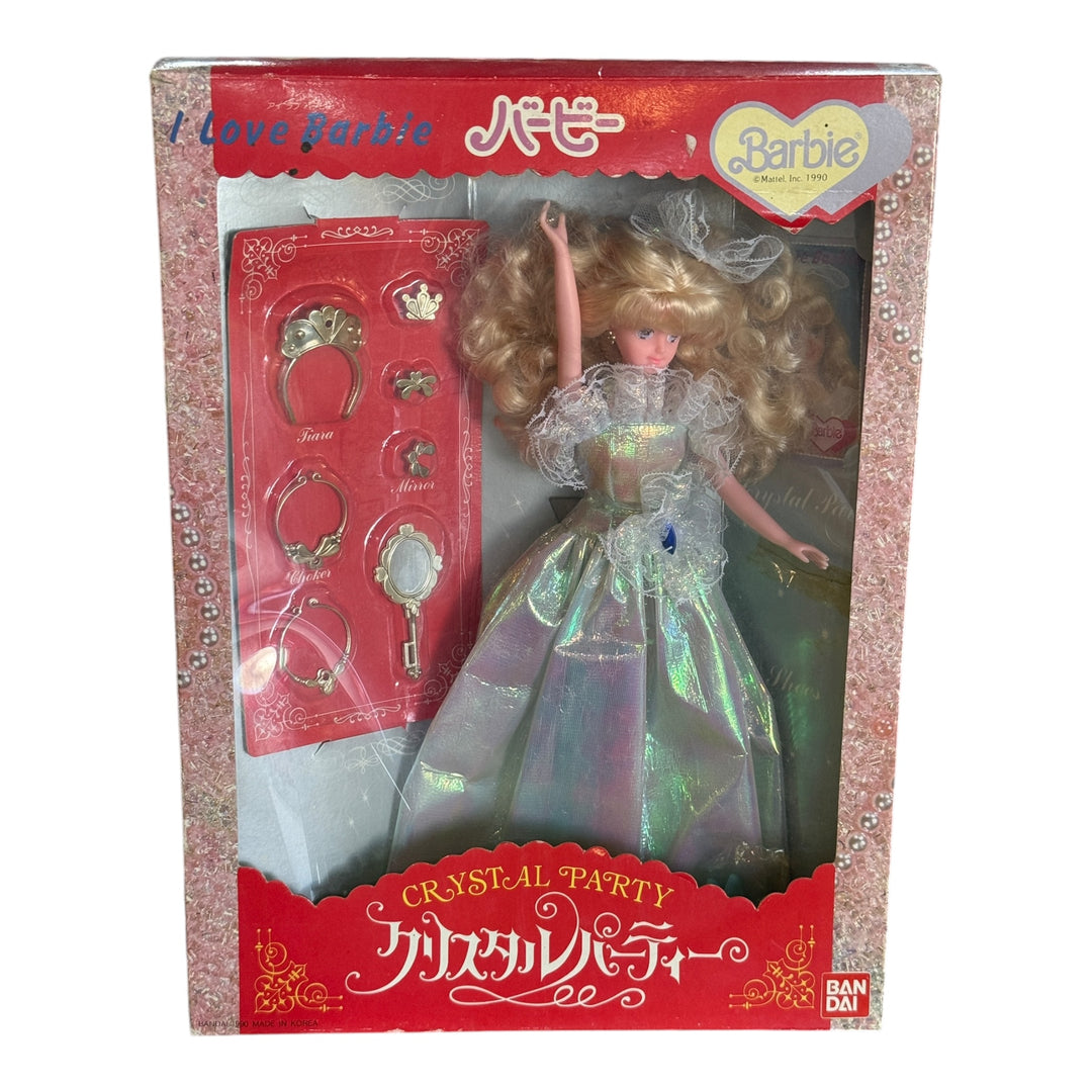 Bandai Crystal Party Barbie Blue Gown Mattel Japan "I Love Barbie " 1990