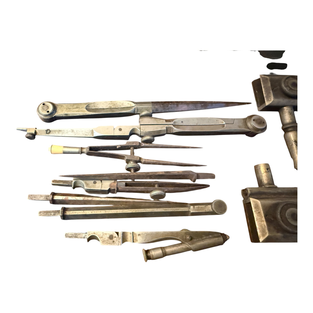 Antique Trammels for Beam Compass Boxed French Architectural Drawing Tools