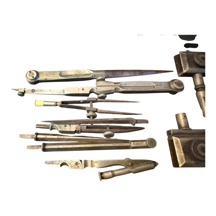 Antique Trammels for Beam Compass Boxed French Architectural Drawing Tools