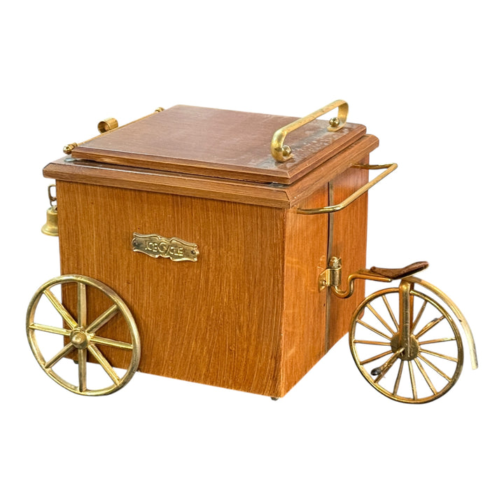 Vintage Brass and Wood "Ice Cycle" Ice Bucket Cooler Trolley Cart