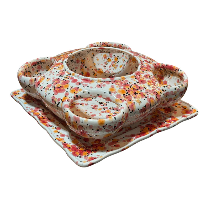 Splatterware Succulent / Strawberry Pot with Base