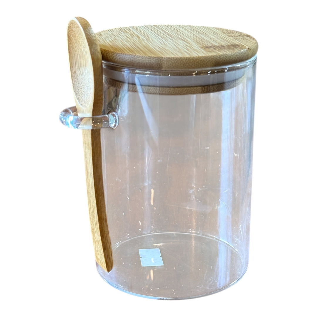 Glass Food Container with Bamboo Spoon