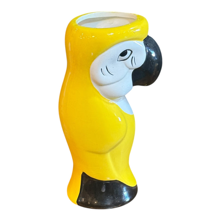 Vintage Yellow Ceramic Macaw Parrot Stein/Vase 8 in