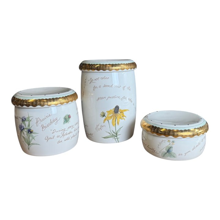 Rare Kohler K-14181-WF Prairie Flowers Canisters