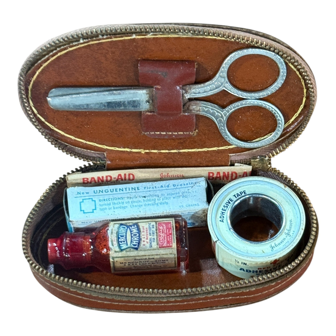 Vintage First Aid Kit in Small Zippered Case