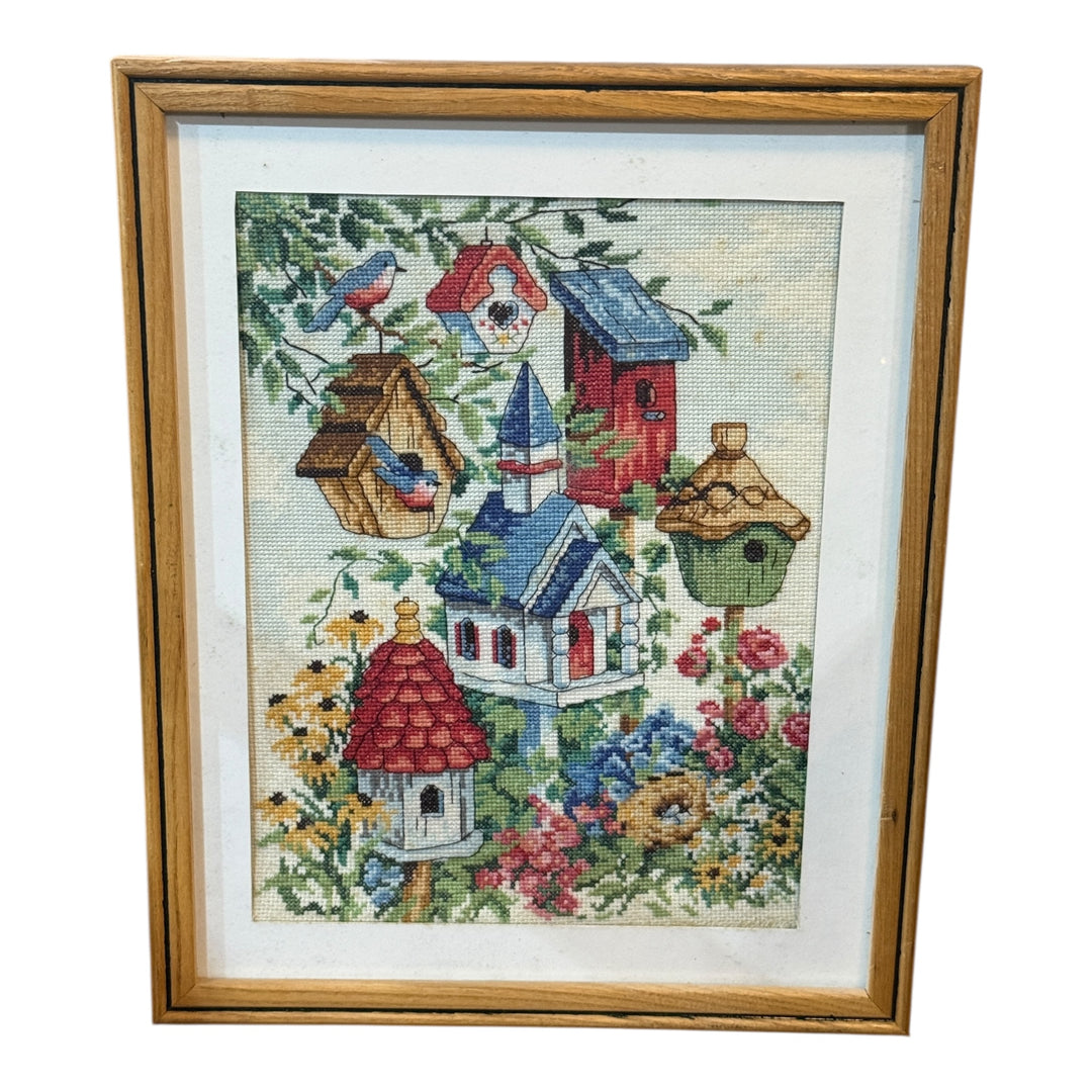 Birdhouse Neighbors by Creative Accents Framed Cross-Stitch