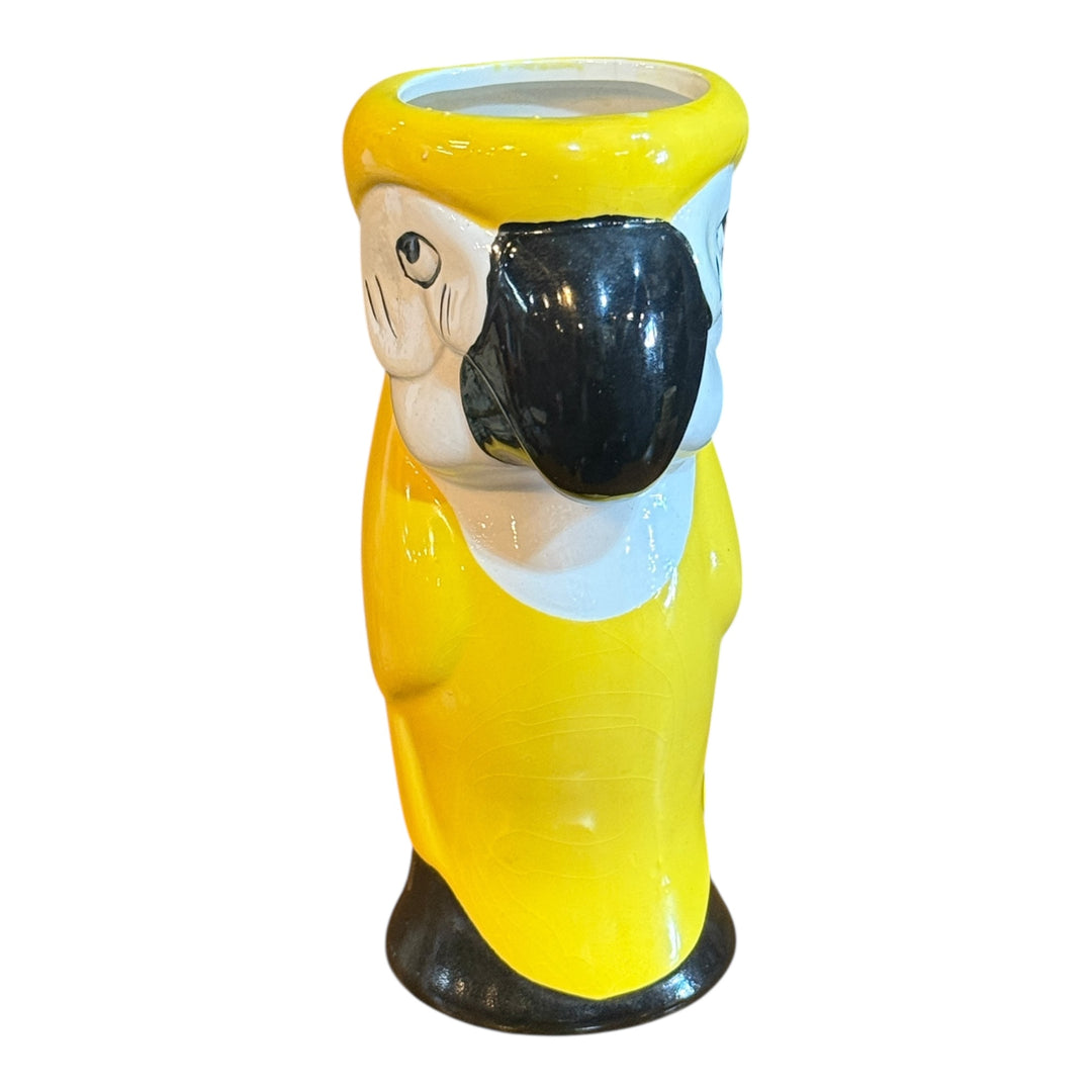 Vintage Yellow Ceramic Macaw Parrot Stein/Vase 8 in
