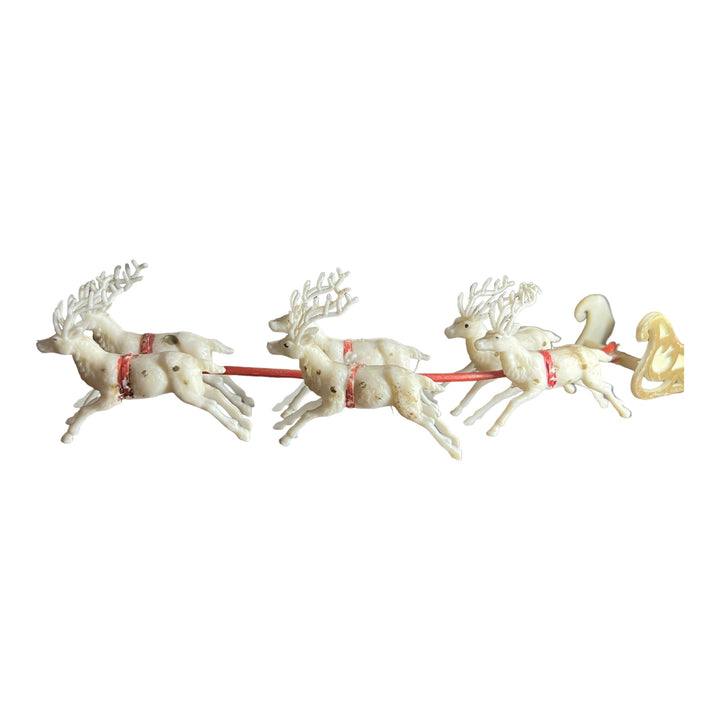 Vintage Plastic Santa Sleigh and Reindeer