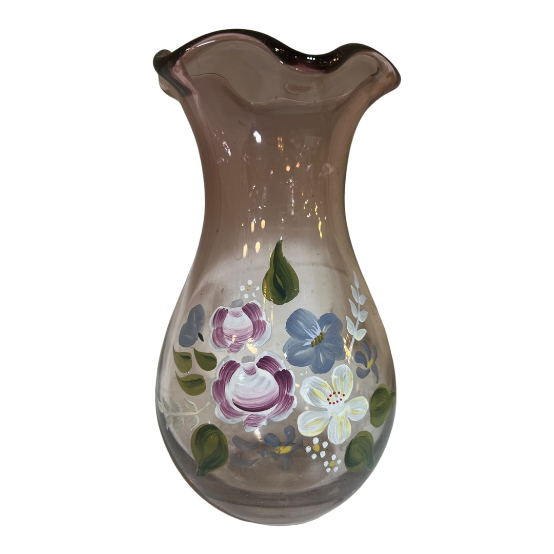 Purple Glass Painted Vase