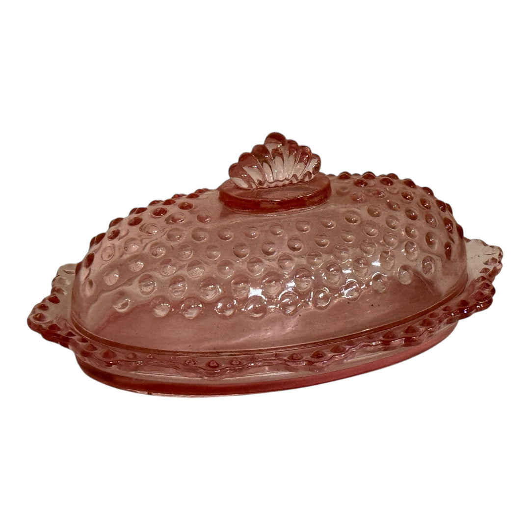 Vintage L.E Smith Hobnail Pink Butter Dish