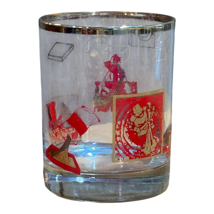 Vintage Red & Gold Steelmakers Glass Tumbler