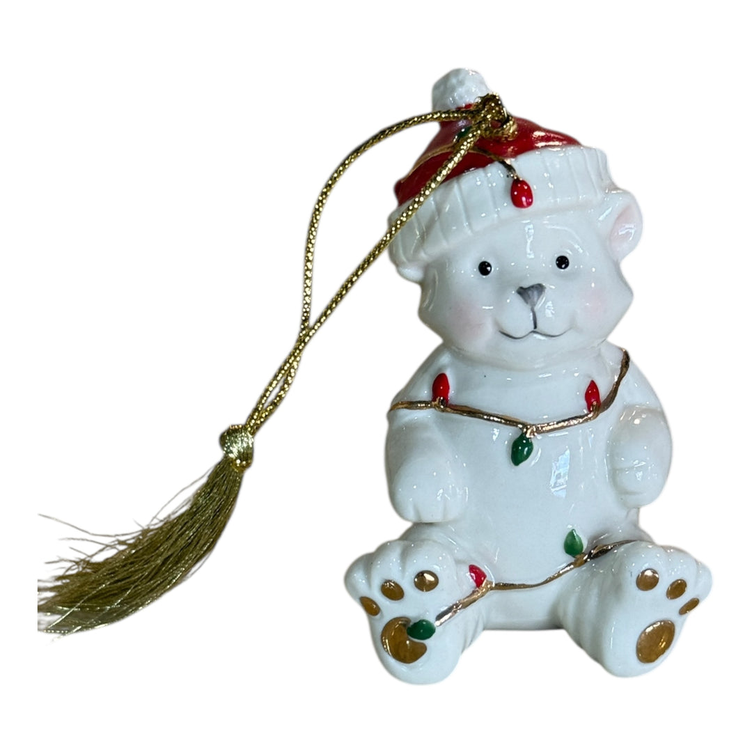 Lenox Teddy Bear Ornament Very Merry Porcelain Christmas Holiday