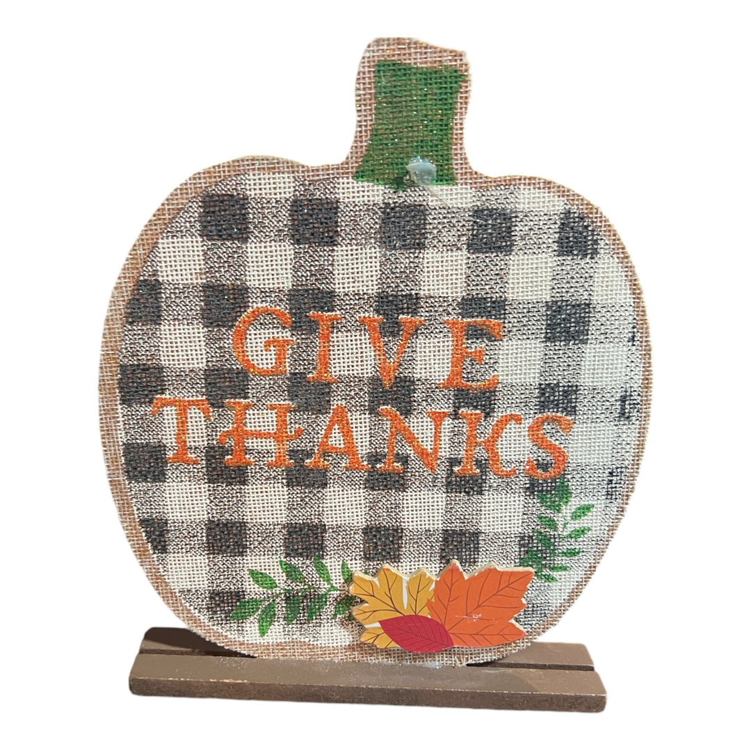 Wooden Pumpkin Sign (Give Thanks)