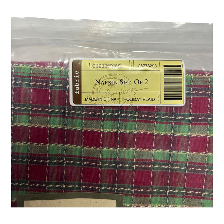 Longaberger Holiday Plaid Napkin Set of 2