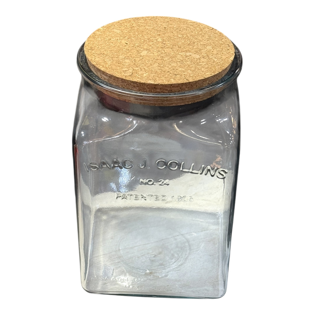 ISAAC J COLLINS #24, Anchor Hocking Heavy Glass Canister / Cookie Jar