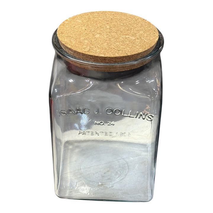 ISAAC J COLLINS #24, Anchor Hocking Heavy Glass Canister / Cookie Jar