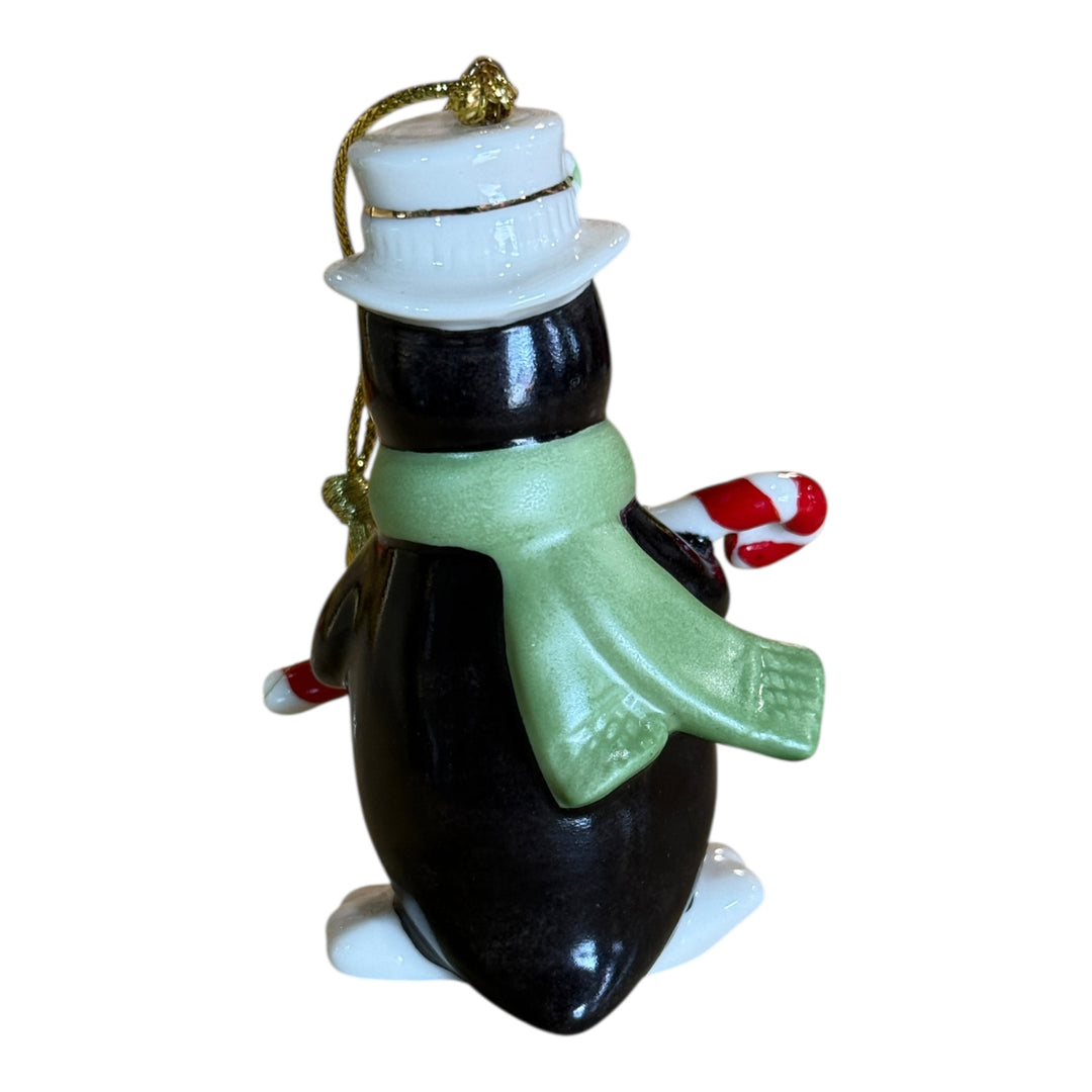 Lenox Christmas Ornament Holiday Figurine Penguin With Candy Cane Porcelain