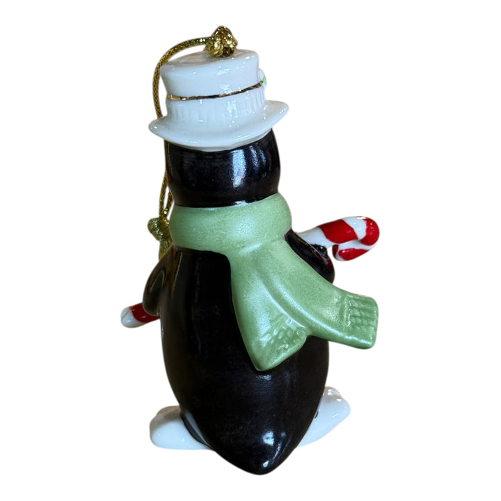 Lenox Christmas Ornament Holiday Figurine Penguin With Candy Cane Porcelain