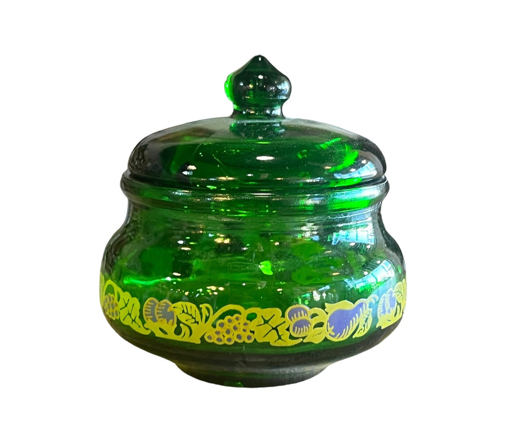 Emerald Green Glass Covered Jar Belgium
