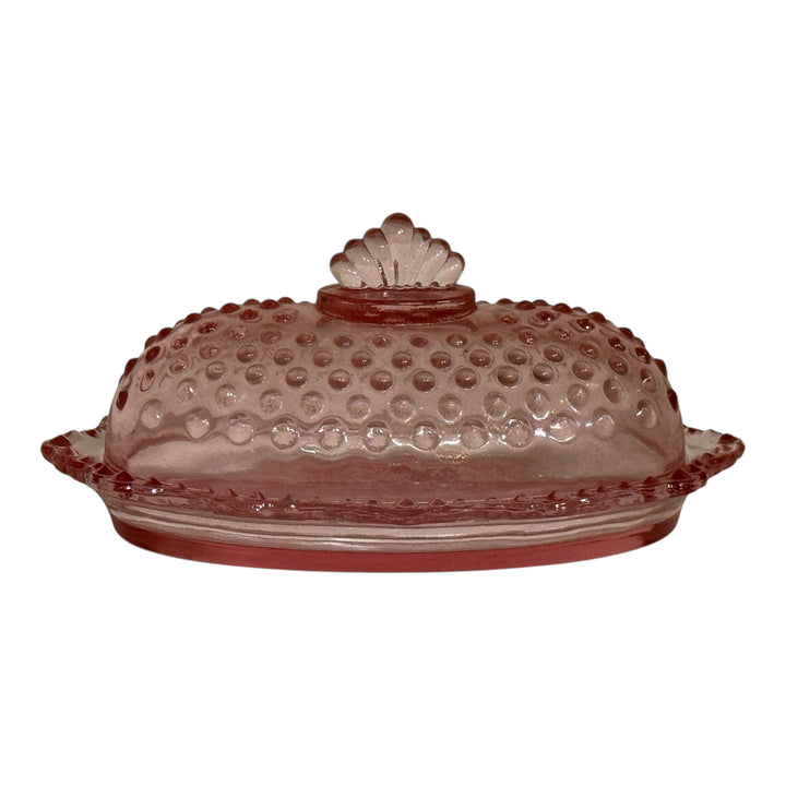 Vintage L.E Smith Hobnail Pink Butter Dish