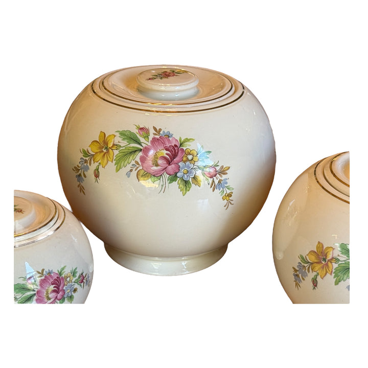 Homer Laughlin Kitchen Kraft Spring Wreath Cookie Jar Set of 3