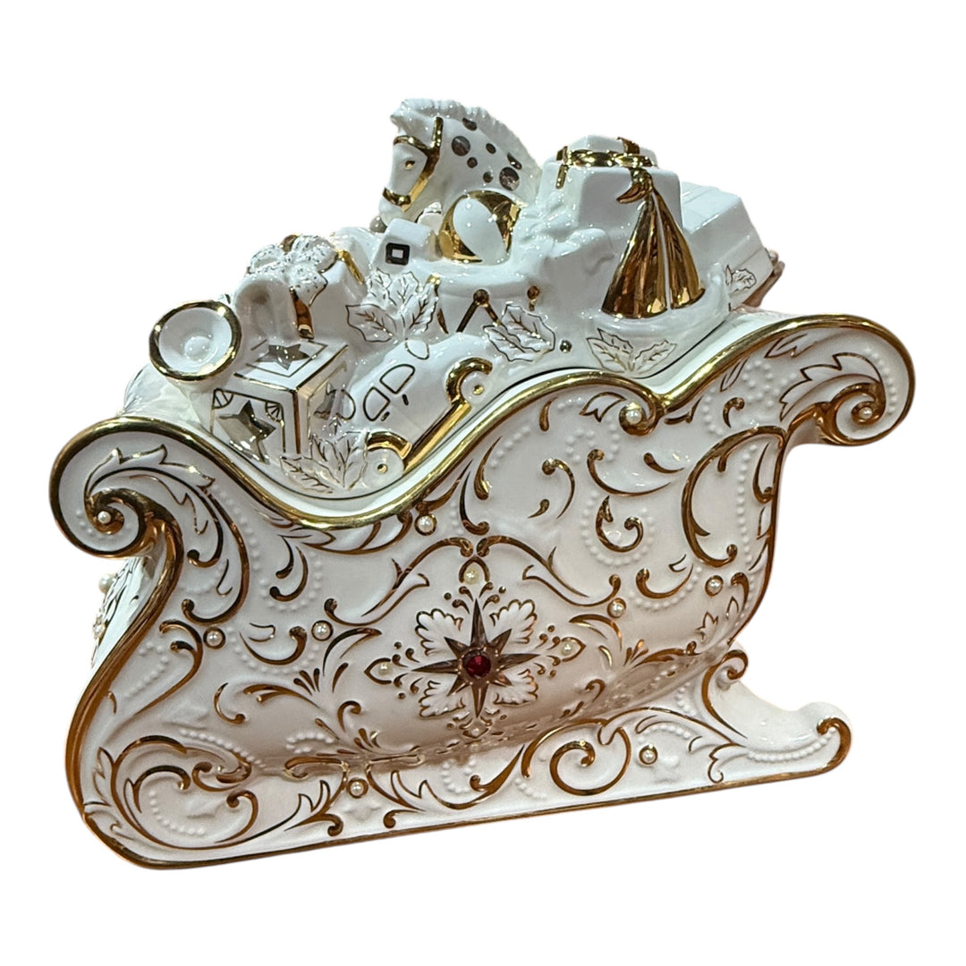 Lenox Florentine & Pearl Jeweled Sleigh Cookie Jar