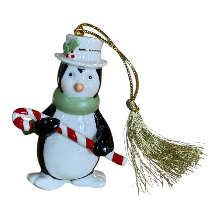 Lenox Christmas Ornament Holiday Figurine Penguin With Candy Cane Porcelain