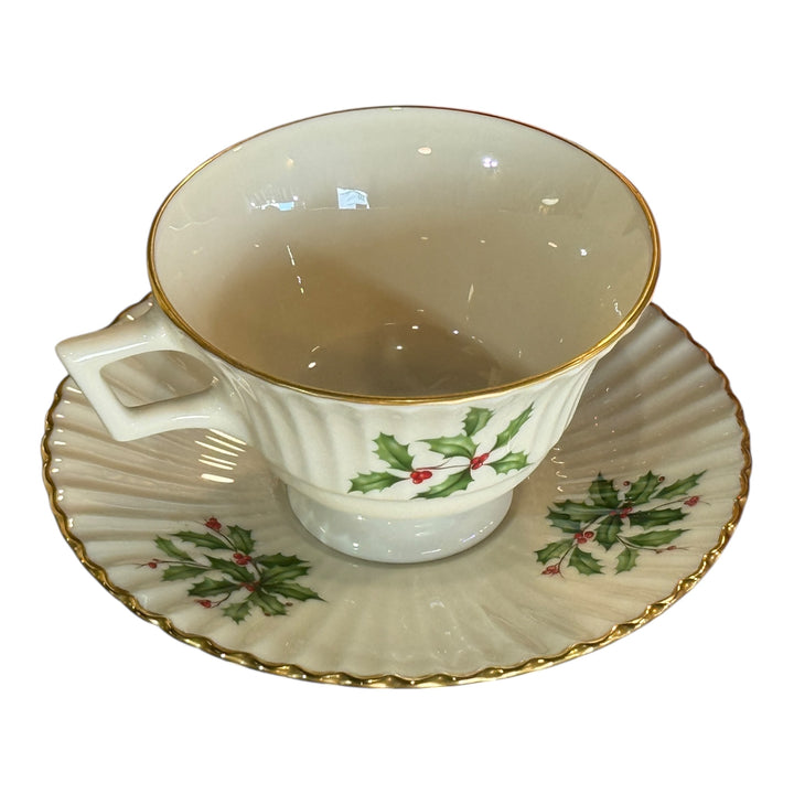 Lenox Footed Cup & Saucer Set Holiday